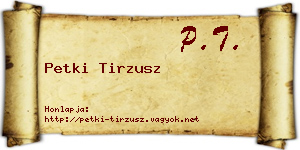 Petki Tirzusz névjegykártya